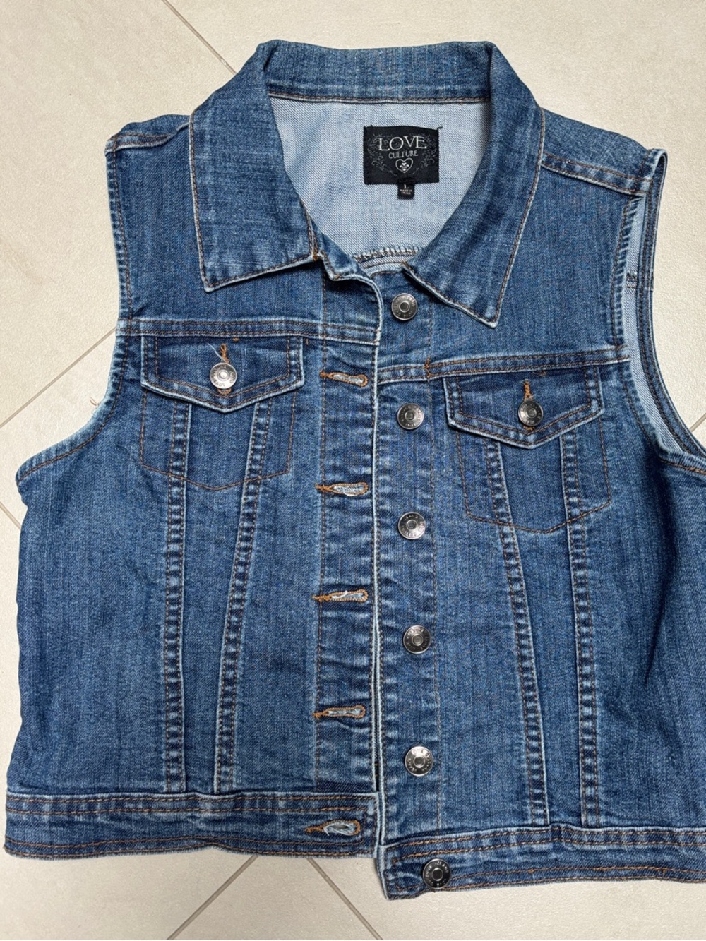 Love Culture Blue Denim Sleeveless Jean Jacket